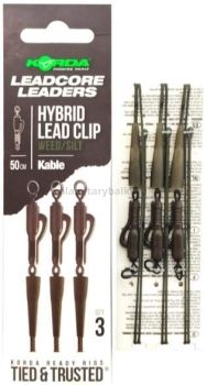 Лидкор KORDA Kable Leadcore Leader Hybrid Lead Clip Weed 50см, 3шт