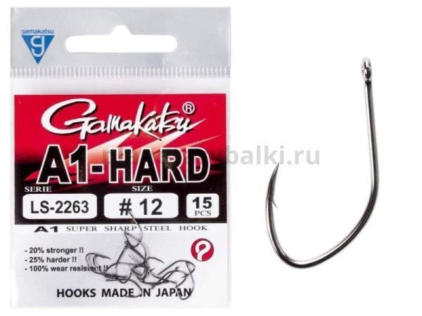 Крючки Gamakatsu A1 LS-2263 EYED HOOKS BLACK разм. 12 15шт.