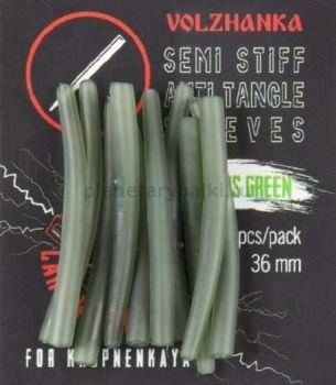 Конус для поводка Volzhanka Semi Stiff Anti Tangle Sleeves Trans Green 36мм, 10шт.