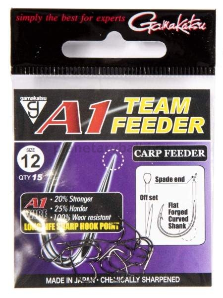 Крючки Gamakatsu A1 Team Feeder HOOKS CARP FEEDER разм. 12 15шт.