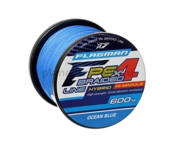 Шнур FLAGMAN PE Hybrid F4 600м, 0,45мм, 29,5кг, 65lb Ocean Blue