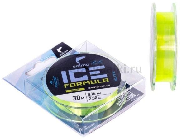 Леска монофильная зимняя Salmo Elite ICE FORMULA Fluo Yellow 30м, 0,14мм, 2кг