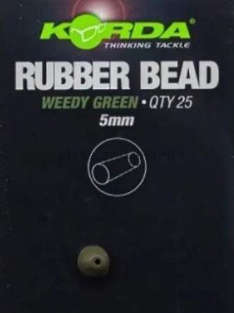 Бусина резиновая KORDA Rubber Bead Green 5мм, 25шт.