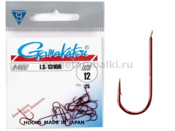 Крючки Gamakatsu LS-1310R HOOKS RED разм. 12 25шт.