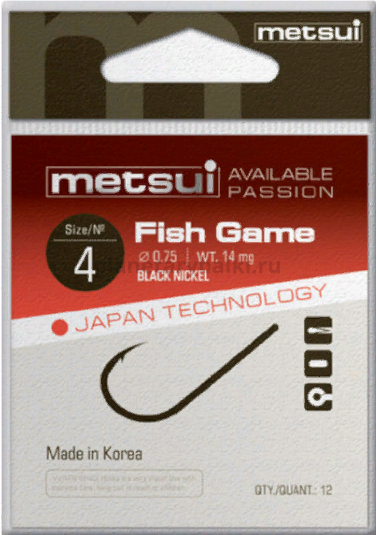 Крючки METSUI FISH GAME цвет bln, размер № 6, в уп. 12 шт