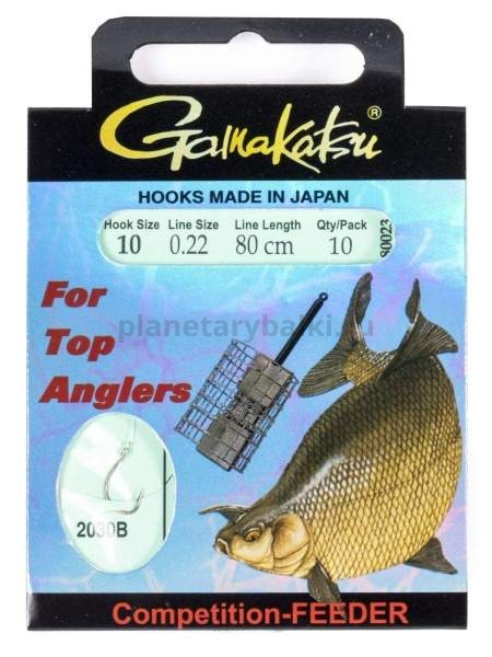 Крючки с поводком Gamakatsu Booklet FEEDER STR 2030B №10, 0.22мм, 80см, 10шт.