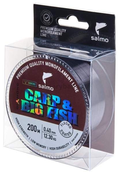 Леска монофильная Salmo Diamond CARP & BIG FISH FLUORO COATED Dark Brown 200м, 0,40мм, 12,3кг