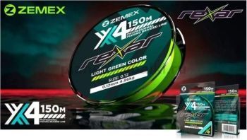 Плетеный шнур ZEMEX REXAR X4 150 m, d 0.12 mm, light green