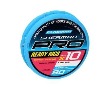 Поводок готовый FLAGMAN Sherman Pro Super Strong Ready Rigs №16, 0,105мм, 80см, 10шт.