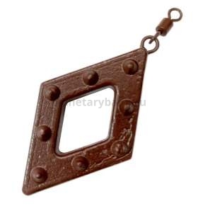 Грузило F-FISHING Ромб с вертлюгом brown ВР 224гр.