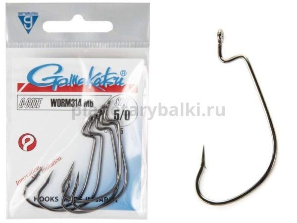 Крючки офсетные Gamakatsu Worm 314 HOOKS №5/0, 6шт.