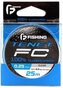 Леска флюорокарбоновая F-FISHING Tenet Fluorocarbon 25м, 0,08мм, 0,7кг/1,5lb