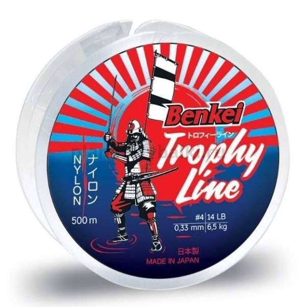 Монофильная леска Benkei Trophy Line 500м, 0,405мм, 11,8кг, #6 желтый fluo 