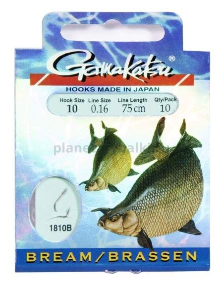 Крючки с поводком Gamakatsu Booklet BR. FEEDER 1810B №10, 0.16мм, 75см, 10шт.
