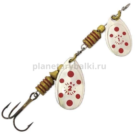 Блесна вращающаяся ILBA TONDO tandem d/s/z №0+1, 5гр., silver-red