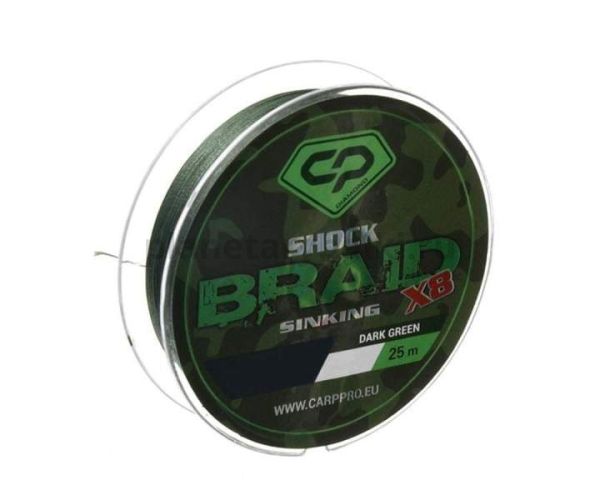 Шок-лидер CARP PRO Shock Braid PE X8 зеленый 25м, 25lb 