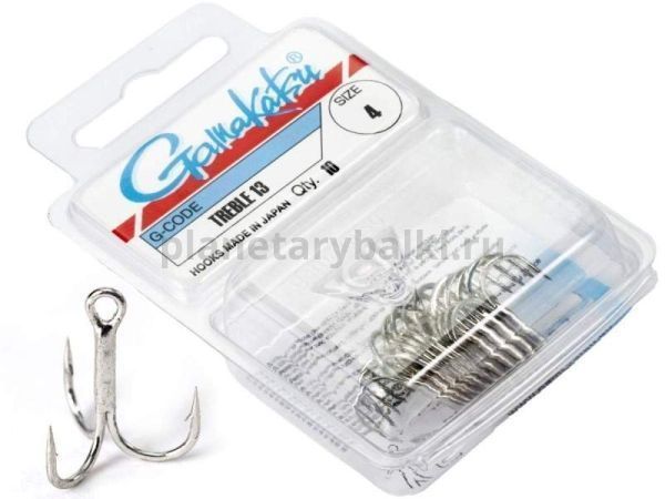 Крючки-тройники Gamakatsu 13N TREBLE HOOKS NICKEL №04, 10шт.