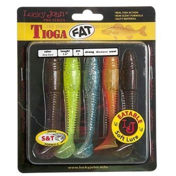 Виброхвосты LUCKY JOHN Pro Series TIOGA FAT MIX1 3.9in 10см, набор 5шт.