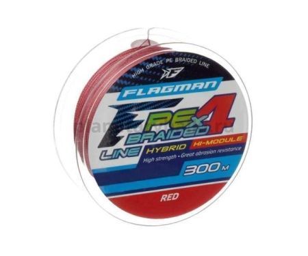 Шнур FLAGMAN PE Hybrid F4 300м, 0,40мм, 25кг, 55lb Red
