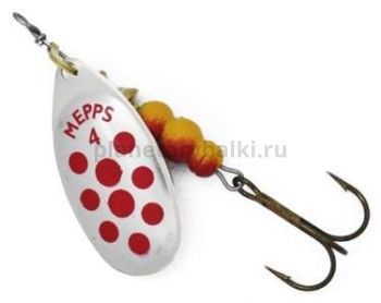 Блесна вращающаяся MEPPS Aglia Decoree Points Rouges №4, 9гр., цвет AG/красные точки