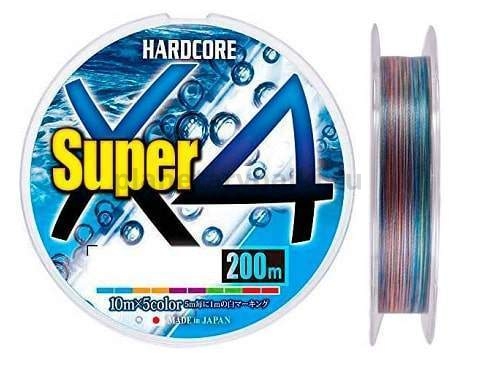 Плетеный шнур Duel PE Hardcore Super X4 200м, 0,21мм, #1,5, 10кг 5Color