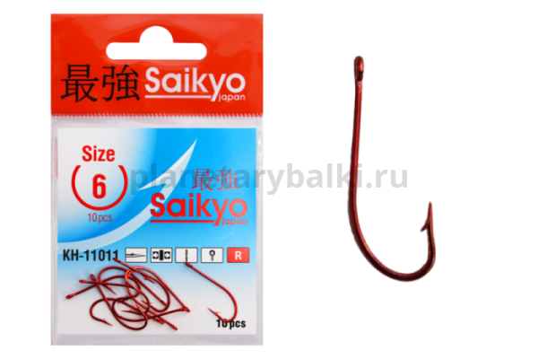 Крючки Saikyo O'Shaughnessy Red KH-11011 №6, 10шт.