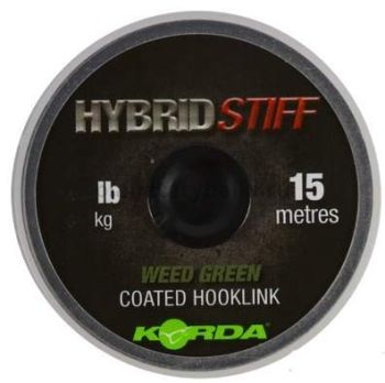Поводковый материал KORDA Hybrid Stiff  Weedy green 15м, 9,1кг, 20lb 