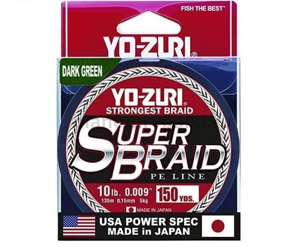 Плетеный шнур Yo-Zuri PE Super Braid 135м, 0.32мм, 40Lbs, 18кг  Dark Green