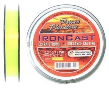Монофильная леска Power Phantom Iron Cast 150м, 0,20мм, 5,7кг желтый fluo