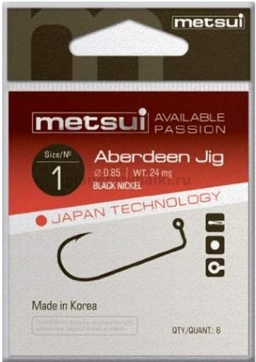 Крючки METSUI ABERDEEN JIG цвет bln, размер № 5/0, в уп. 6 шт