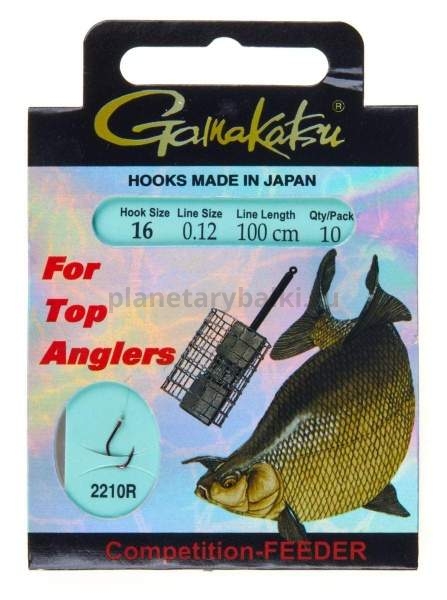 Крючки с поводком Gamakatsu Booklet BR. FEEDER 2210R №16, 0.12мм, 100см, 10шт.