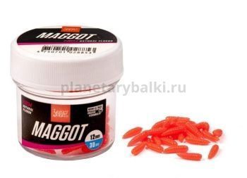 Насадки искусственные съедобные Lucky John Pro Series MAGGOT RED опарыш 12мм, 30шт.