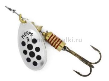 Блесна вращающаяся MEPPS Aglia Decoree Points Noirs №3, 6,5гр., цвет AG/черные точки