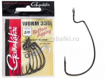 Крючки офсетные Gamakatsu Worm 330 BOTTOM JIGGING HOOKS №2/0, 6шт.