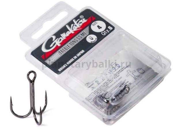 Крючки-тройники Gamakatsu 18 TREBLE SHORT SHANK BLACK №04, 6шт.