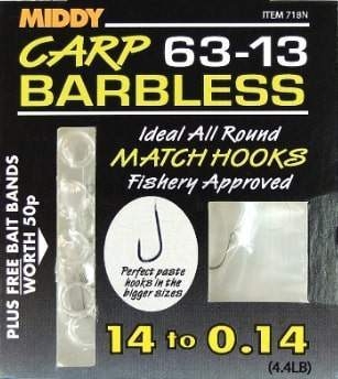 Поводки готовые MIDDY Carp Barbless №12, 0.18мм, 37см, 9шт.