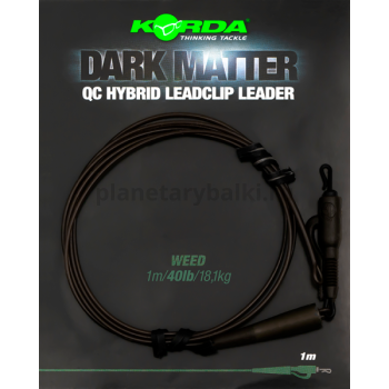 Монтаж готовый KORDA Dark Matter Leader QC Hybrid Clip Weed Green 40lb, 1м