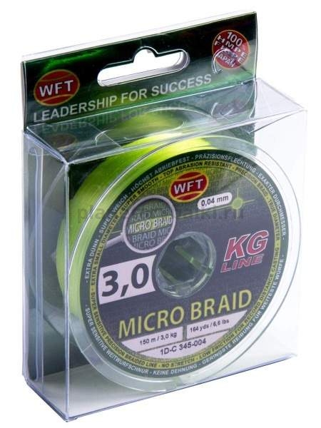 Шнур плетёный WFT KG MICRO BRAID Chartreuse 150м, 0,04мм, 3кг