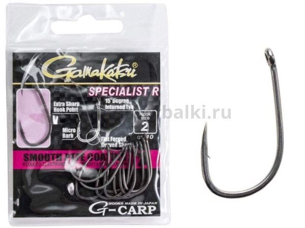 Крючки Gamakatsu G-Carp SPECIALIST R HOOKS GREY разм. 02 10шт.