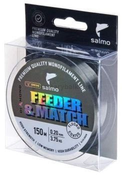 Леска монофильная Salmo Diamond FEEDER & MATCH FLUORO COATED Olive Green 150м, 0,20мм, 3,75кг