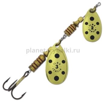 Блесна вращающаяся ILBA TONDO tandem d/s/z №2+3, 12гр., цвет gold-black