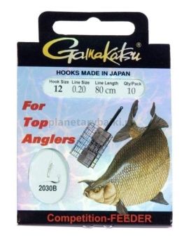 Крючки с поводком Gamakatsu Booklet FEEDER STR 2030B №12, 0.20мм, 80см, 10шт.