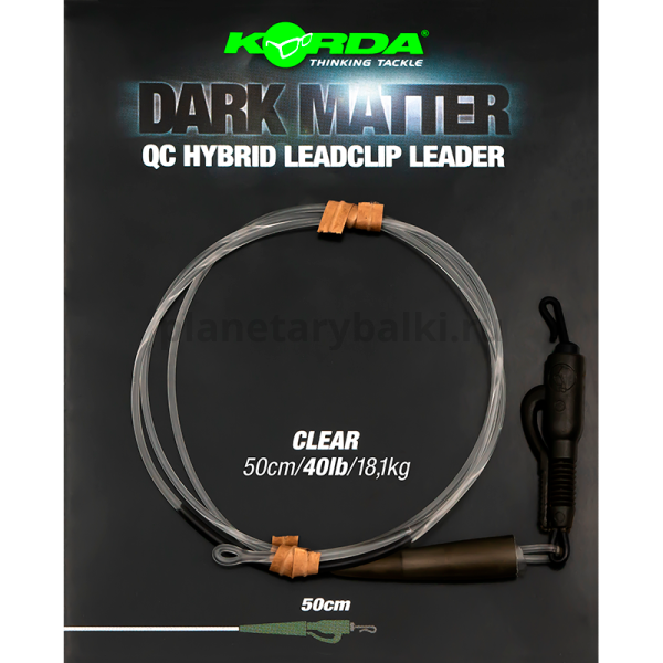 Монтаж готовый KORDA Dark Matter Leader QC Hybrid Clip Clear 40lb, 0,5м