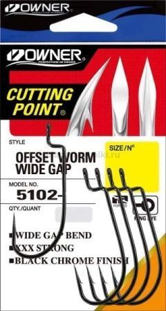 Крючок OWNER Offset Shank Wide Gap BC №1/0, 6шт.