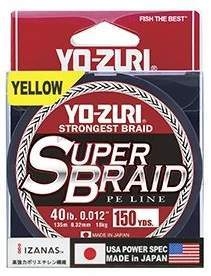 Плетеный шнур Yo-Zuri PE Super Braid 135м, 0,19мм, 15lbs Yellow