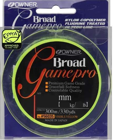 Леска OWNER Broad Game Pro yellow 300м, 0,28мм, 5,23кг