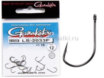 Крючки Gamakatsu LS-2033F NEW LABEL EYED HOOKS BLACK разм. 12 16шт.
