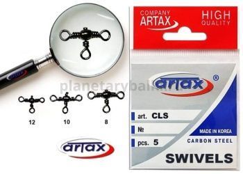 Вертлюги тройные Artax CROSS LINE SWIVEL BLACK №8, 5шт.