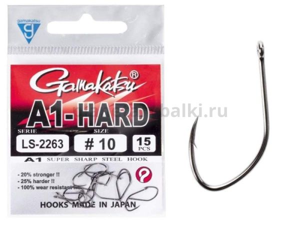 Крючки Gamakatsu A1 LS-2263 EYED HOOKS BLACK разм. 10 15шт.