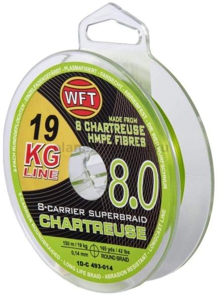 Шнур плетёный WFT KG x8 Chartreuse 150м, 0,14мм, 19кг